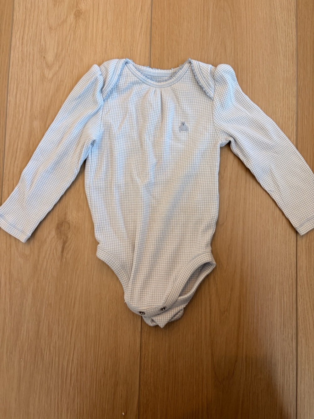 GAP Light Blue Long-Sleeve Waffle One-Piece